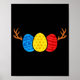 Ostereier auf der Jagd Hirschgeweihe Lustige Eierj Poster