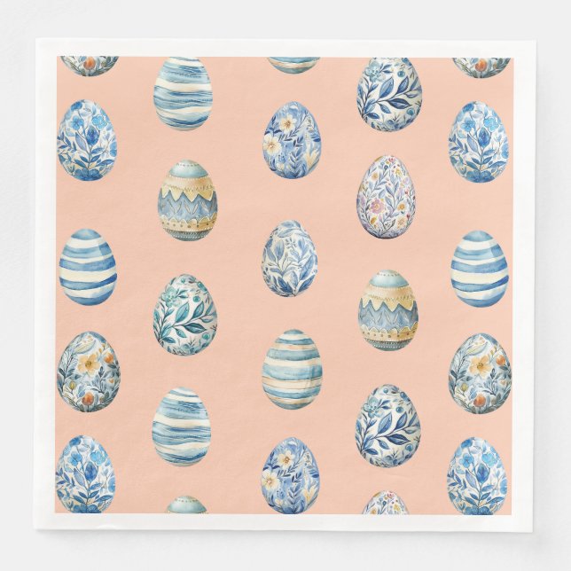 Ostereier auf Pfirsichpapier Napkin Serviette (Vorderseite)