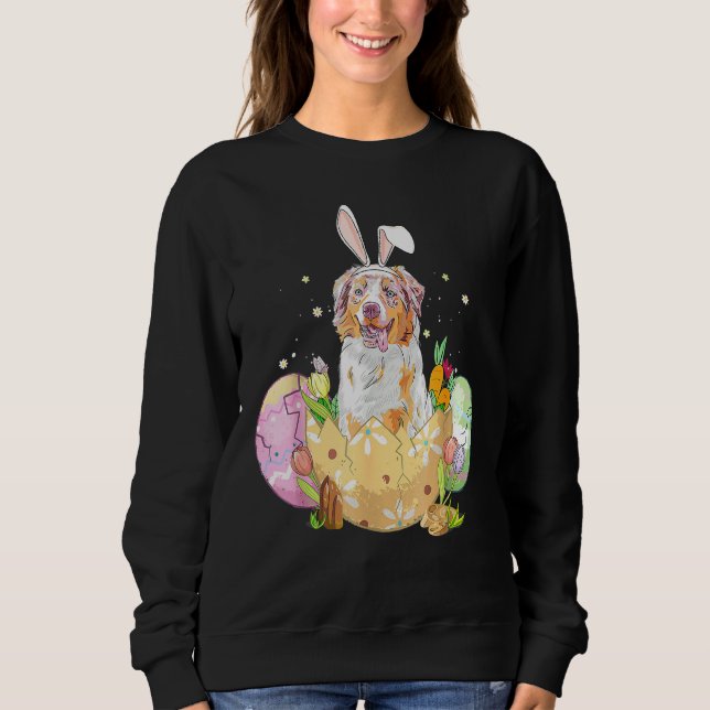 Ostereier Australian Shepherd Bunny Dog Sweatshirt (Vorderseite)