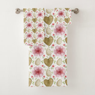 Ostereier Blume und Handtuch aus Holz Badhandtuch Set
