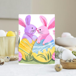 Ostereier Bunnies | Pastel Watercolor Feiertagspostkarte