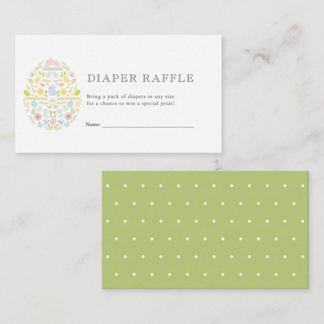 Ostereier Bunny Baby Dusche Windeln Raffle Ticket Begleitkarte (Vorne/Hinten)