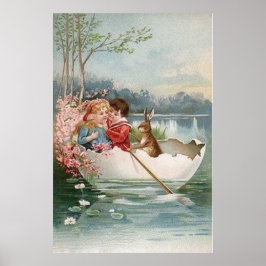 Ostereier Bunny Boat Junge Paare Landschaft Poster