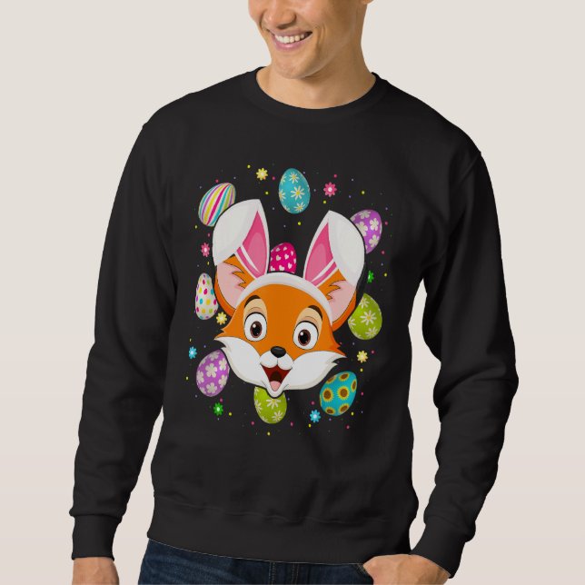 Ostereier Bunny Ear Fox Face Ostersonntag Sweatshirt (Vorderseite)