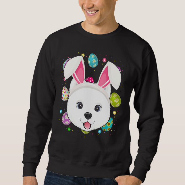 Ostereier Bunny Ear Samoyed Dog Face Ostersund Sweatshirt (Vorderseite)