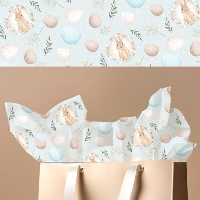 Ostereier & Bunny Pattern Blau Seidenpapier (Easter Eggs & Bunny Pattern Blue Tissue Paper)