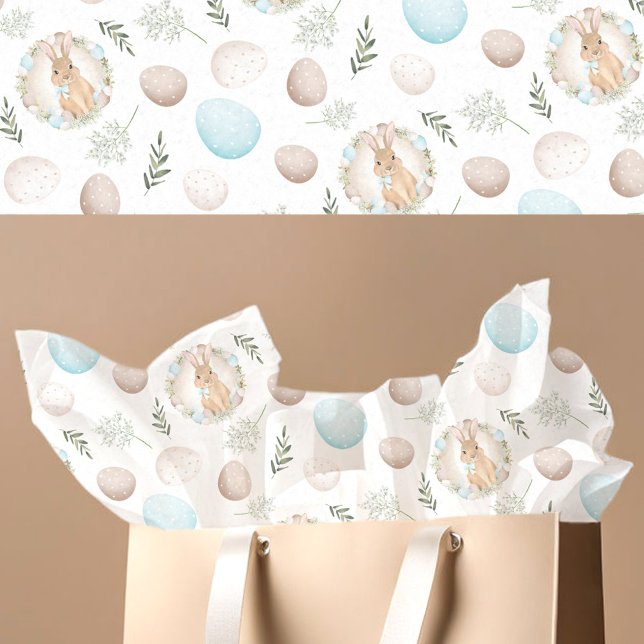 Ostereier & Bunny Pattern Pastellweiß Seidenpapier (Easter Eggs & Bunny Pattern Pastel White Tissue Paper)
