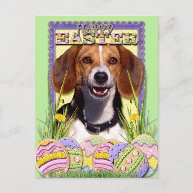 Ostereier-Cookies - Beagle Feiertagspostkarte (Vorderseite)