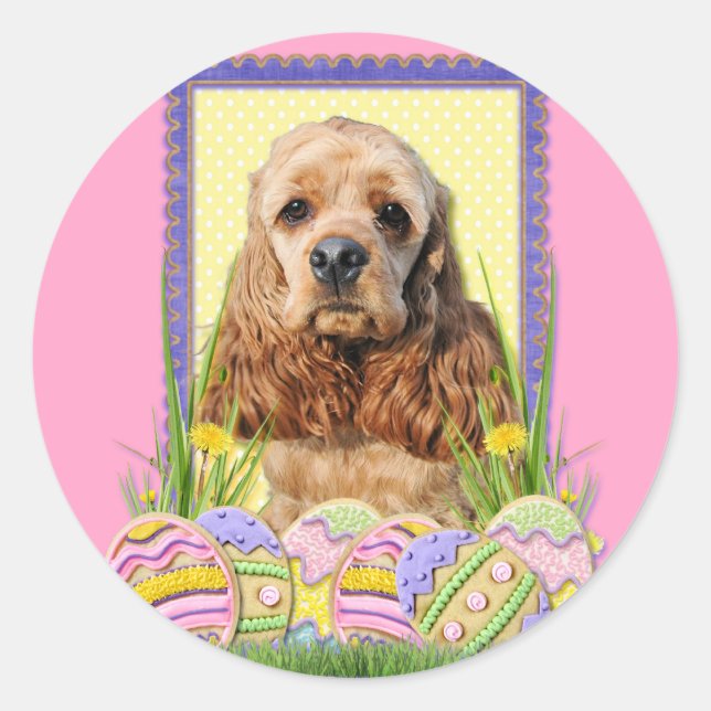 Ostereier-Cookies - Cocker Spaniel Runder Aufkleber (Vorderseite)