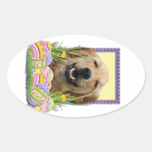 Ostereier-Cookies - Goldener Retriever Ovaler Aufkleber