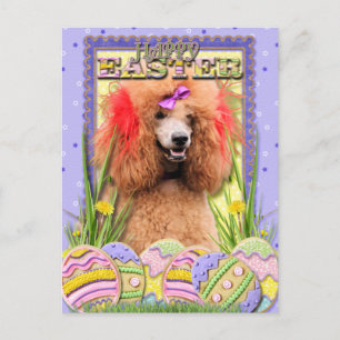 Ostereier-Cookies - Poodle - Rot Feiertagspostkarte