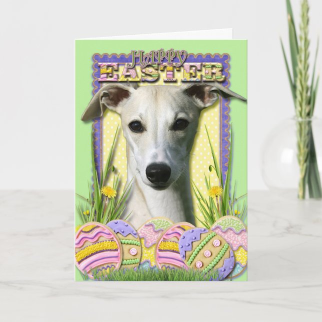 Ostereier-Cookies - Whippet Feiertagskarte (Vorderseite)