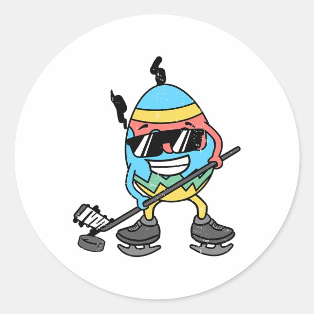 Ostereier Eishockey Niedlichen Sportler Männer Jun Runder Aufkleber (Vorderseite)