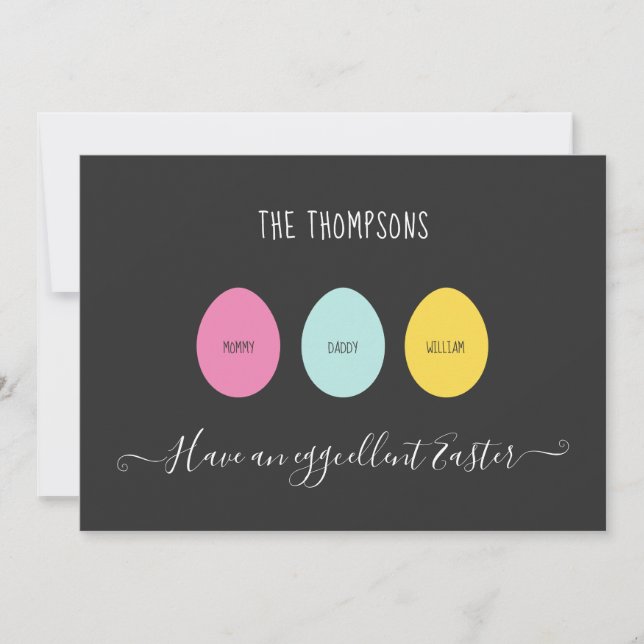 Ostereier-Familie von 3 Eggcellent Feiertagskarte (Vorderseite)