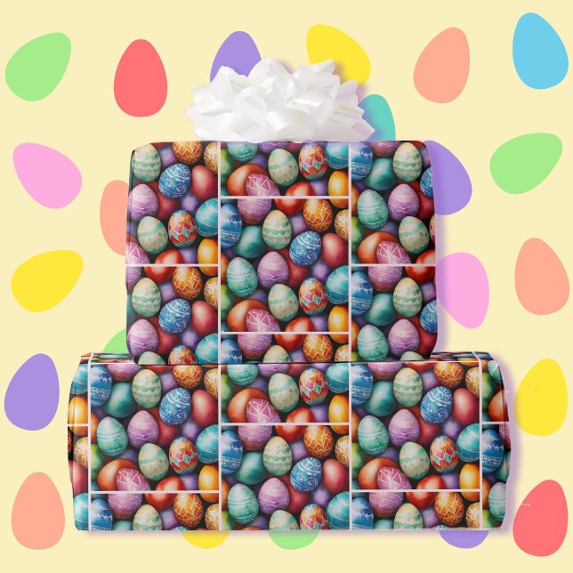 Ostereier farbenfroh für Kinder oder Erwachsene Geschenkpapier (Von Creator hochgeladen)
