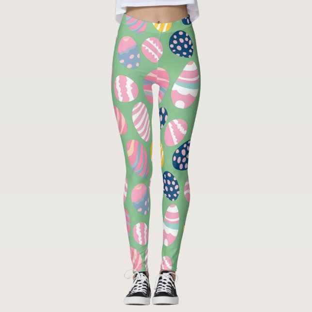 Ostereier farbenfrohe Muster Leggings (Vorderseite)
