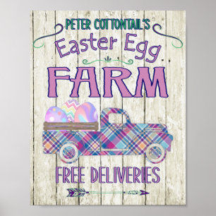 Ostereier-Farm Antique-LKW Karo-Schild Poster