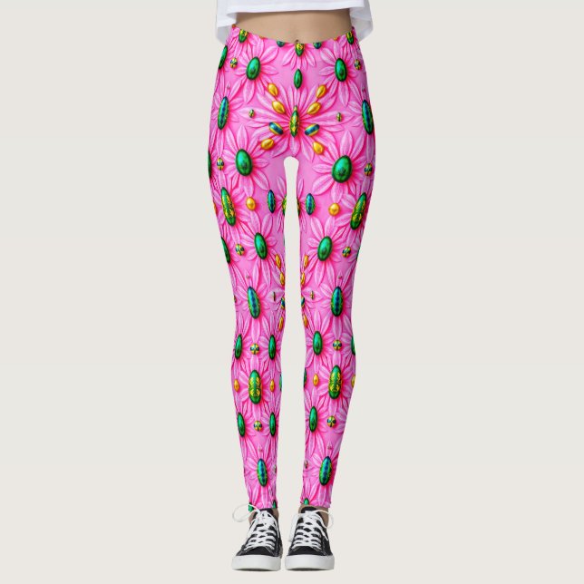 OSTEREIER ~ Floral Rosa 3D ~ Leggings (Vorderseite)