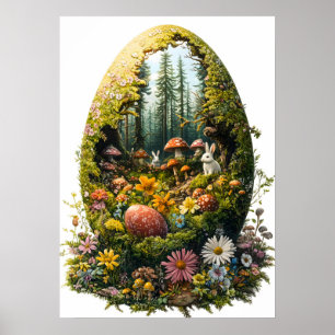 Ostereier Forest Fantasy Naturszine Kunst, Dichtun Poster