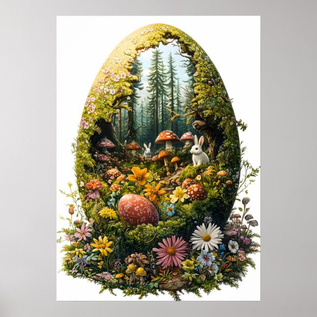 Ostereier Forest Fantasy Naturszine Kunst, Dichtun Poster (Vorne)