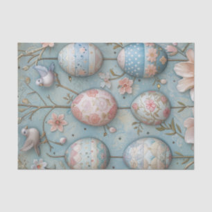 Ostereier Frühlingsblüten mit Vögeln Seidenpapier