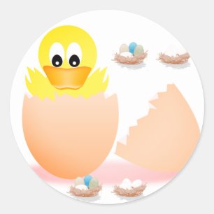 Ostereier, gelbes Huhn, klassischer Rundaufkleber Runder Aufkleber