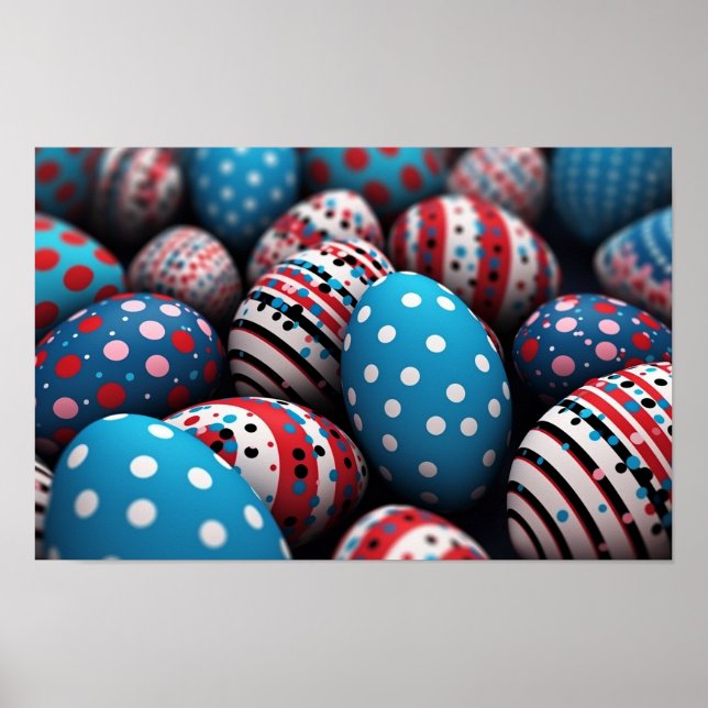 Ostereier, gesteppt und gestreift poster (Vorne)