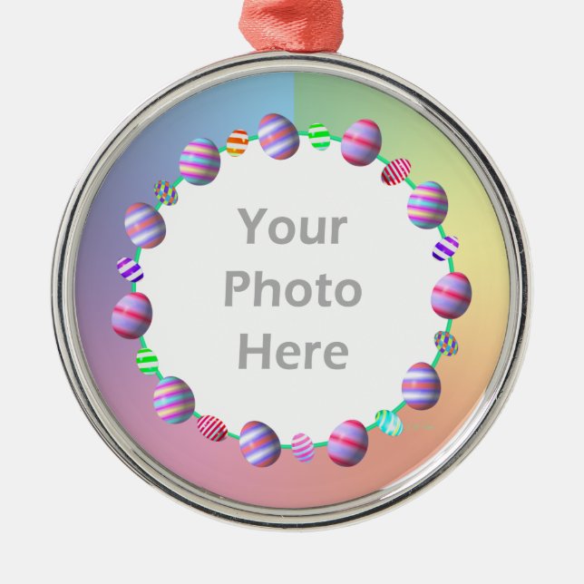 Ostereier gestrichen (Rundrahmen aus Foto) Ornament Aus Metall (Vorne)