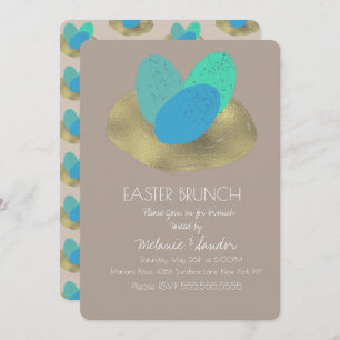 Ostereier Gold Nest Abendessen Brunch Familie Einladung