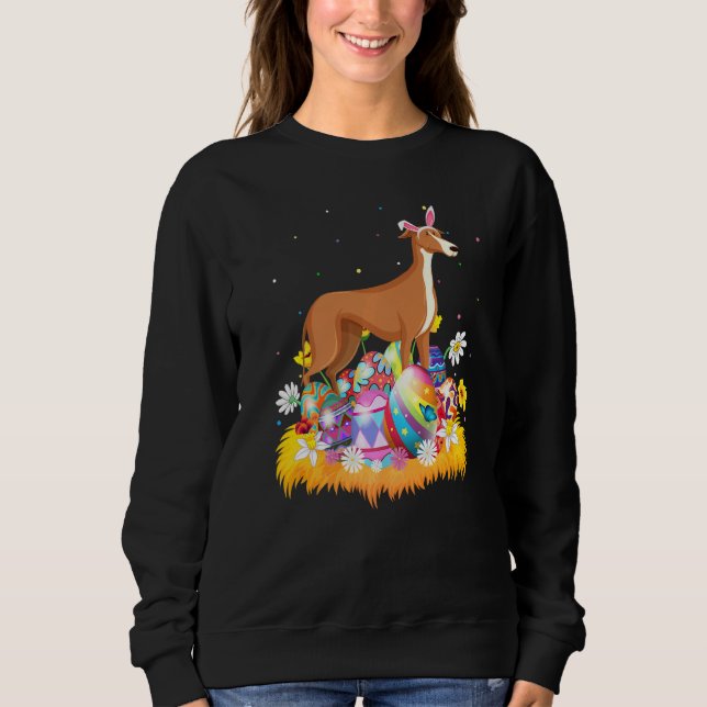 Ostereier Greyhound Hund Ostern Sonntag Sweatshirt (Vorderseite)