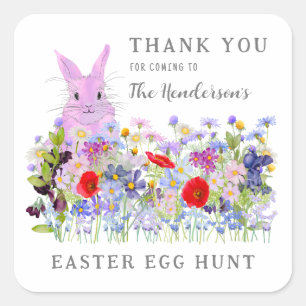Ostereier Hunt Bunny Floral Vielen Dank Quadratischer Aufkleber