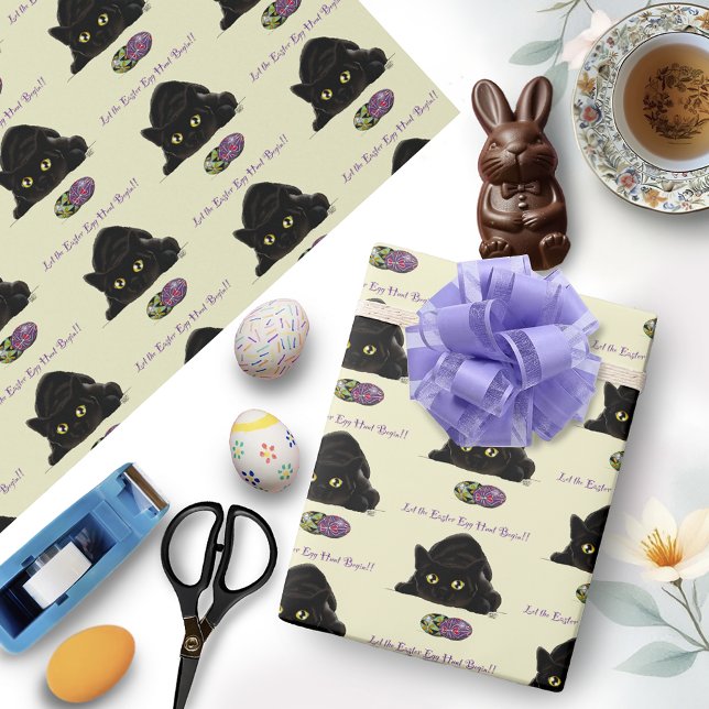 Ostereier Hunt Cat Funny Geschenkpapier (Von Creator hochgeladen)