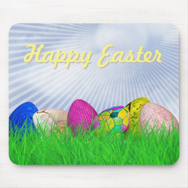 Ostereier im Gras dekoriert |White Sunbeams Mousepad (Vorne)