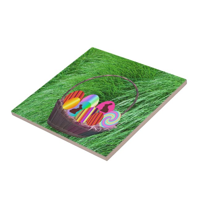 Ostereier in einem Korb Fliese (Seite)