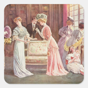 Ostereier in Town, 1908 Quadratischer Aufkleber