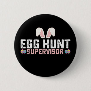 Ostereier-Jagd-Aufseher Lustiger Osterhase Kaninch Button