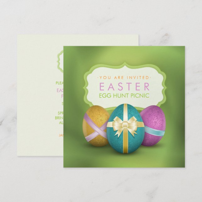 Ostereier Jagd Familie Picnic Einladung (Vorne/Hinten)