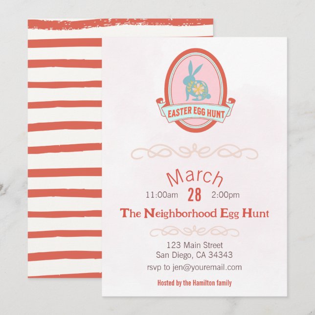 Ostereier-Jagd Frühlingssonne Party Einladung (Vorne/Hinten)