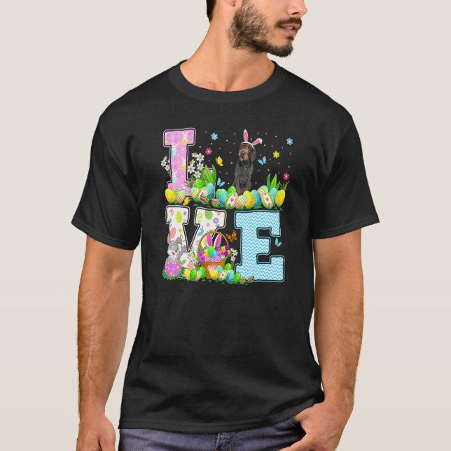 Ostereier Jagd Liebe Deutsches Drahthaar Pointer T-Shirt (Vorderseite)