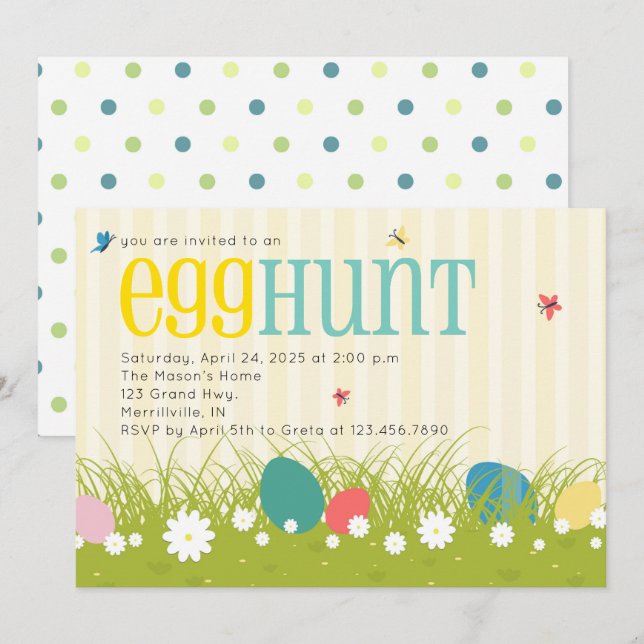 Ostereier-Jagd-Party Einladung (Vorne/Hinten)
