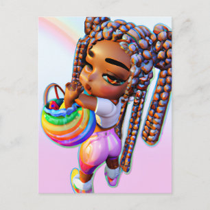 Ostereier Jagd Schwarzes Girl Magic Melanin Girls Feiertagspostkarte