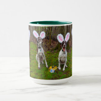 Ostereier Jagd und Party Hunde Zwei Tone Tasse
