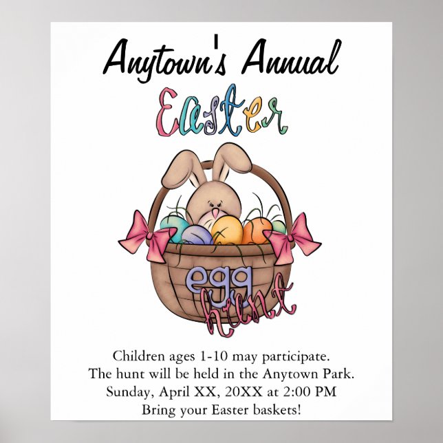 Ostereier Jagen Ankündigung Werbeplakat Poster (Vorne)