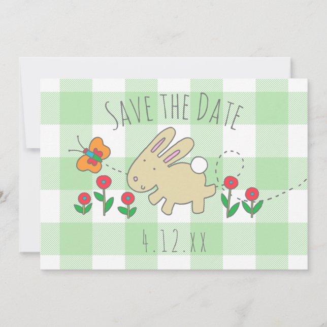 Ostereier jagen Save the Date Bunny Rabbit Einladu (Vorderseite)