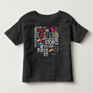 Ostereier jagen Word Cloud mit Kid Name Black Kleinkind T-shirt