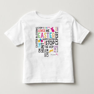 Ostereier jagen Word Cloud mit Kid Name White Kleinkind T-shirt