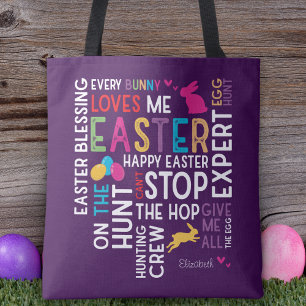 Ostereier jagen Word Cloud w Kid Name Jahr Lila