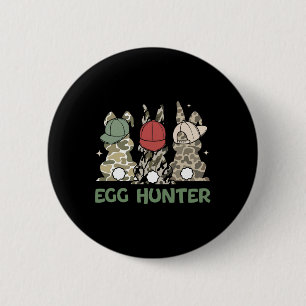 Ostereier-Jäger-Hase-Kaninchen-Jagd-Ostertag-Klein Button