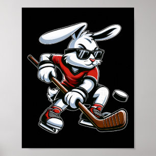 Ostereier Jungen glücklicher Osterhase spielt Hock Poster