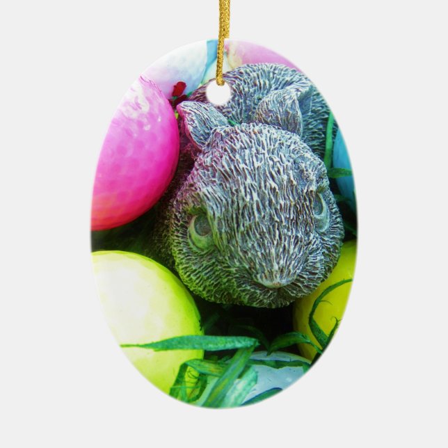 Ostereier, Kaninchen, Golfplätze Keramikornament (Vorne)